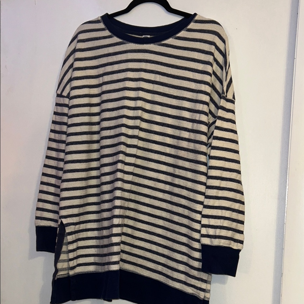 Old Navy Navy and Cream Striped Sweatshirt